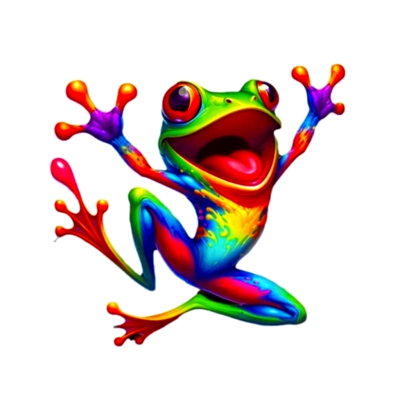 5" Vinyl Decal Colorful Frog Art Print - Picture 1 of 7